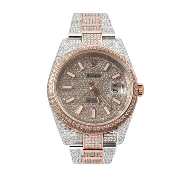 Rolex Datejust Two Tone Jubilee Fully Iced Out 126303 Replica